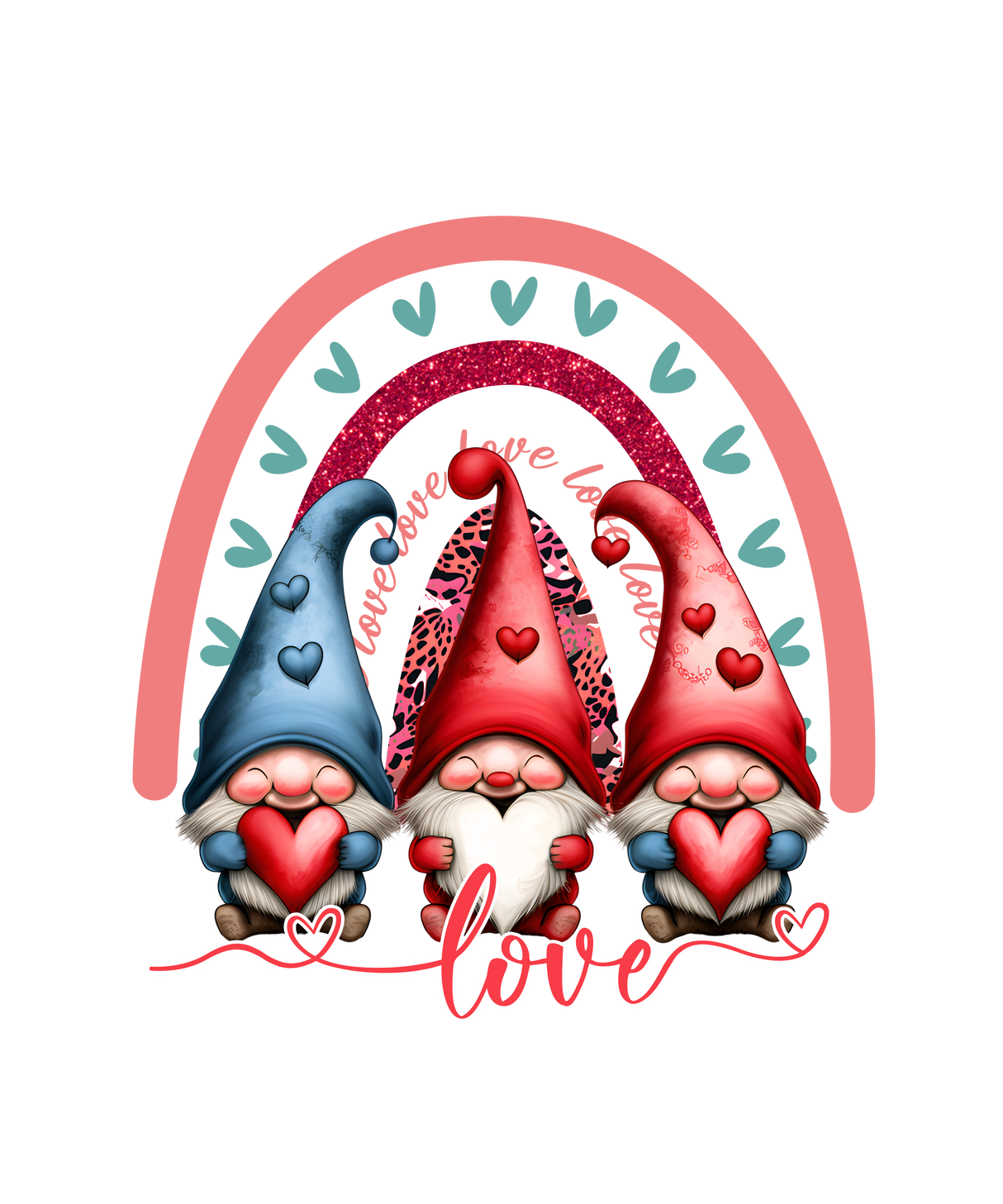 HEART RAINBOW GNOMIES LOVE DTF Transfer ready2transfer