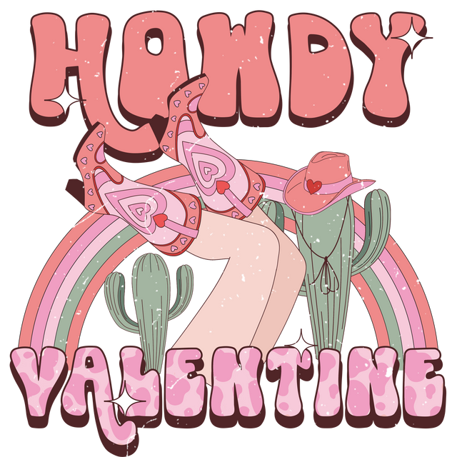 HOWDY VALENTINE RAINBOW DTF Transfer ready2transfer