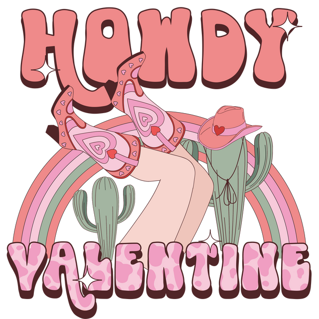 SOLID HOWDY VALENTINE RAINBOW DTF Transfer ready2transfer