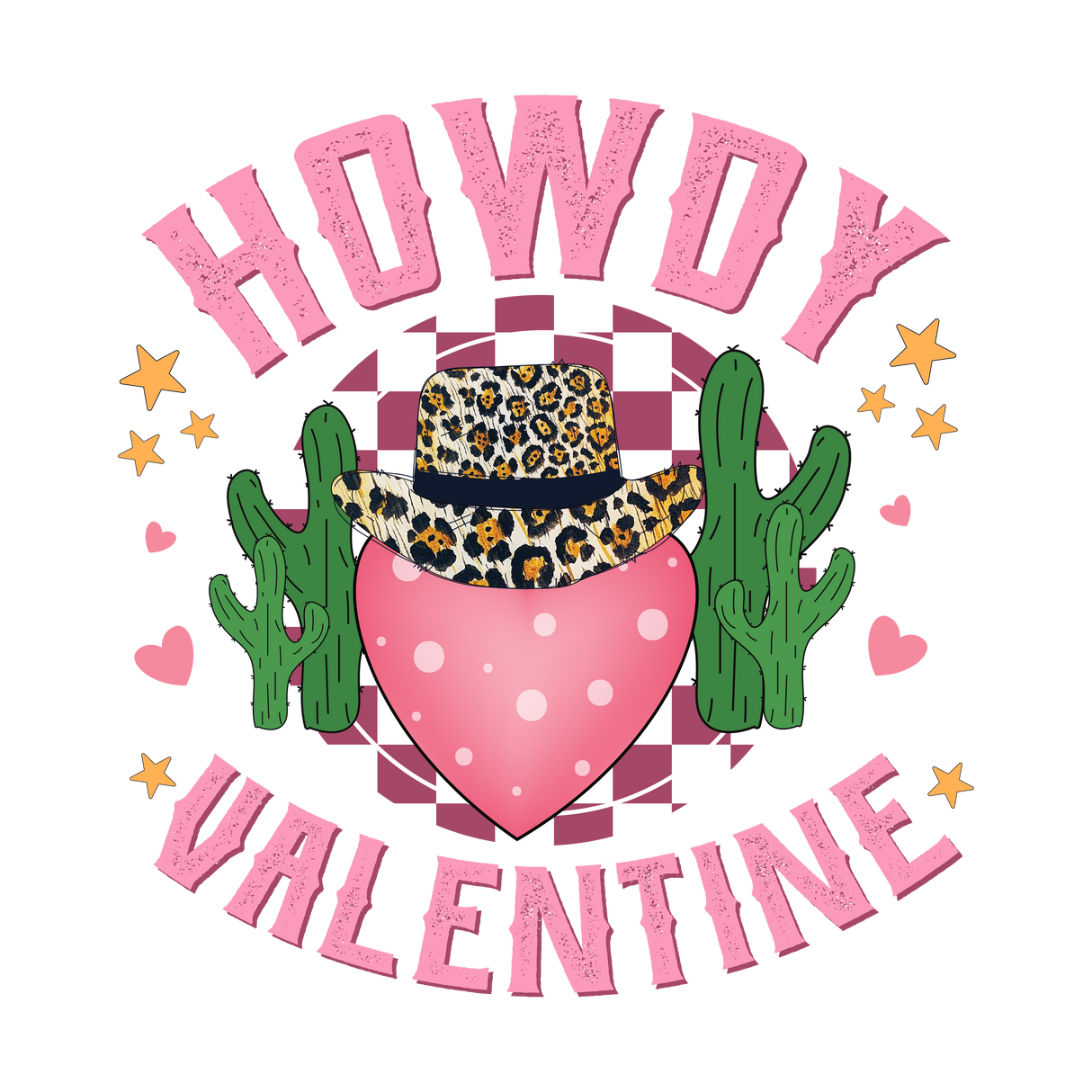 SOLID HOWDY VALENTINE HEART DTF Transfer ready2transfer
