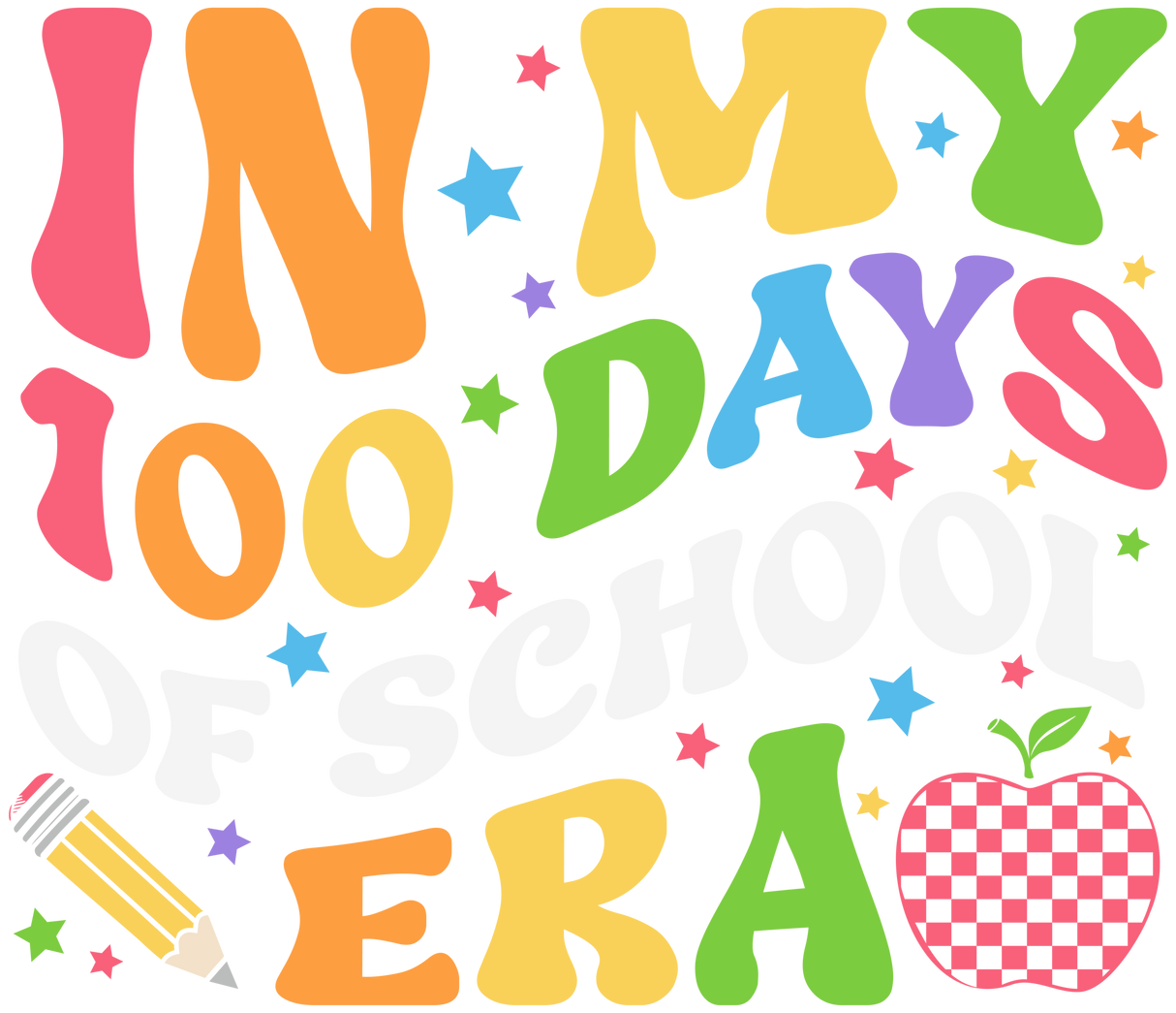 Colorful 100 Days Of School Era DTF Transfer
