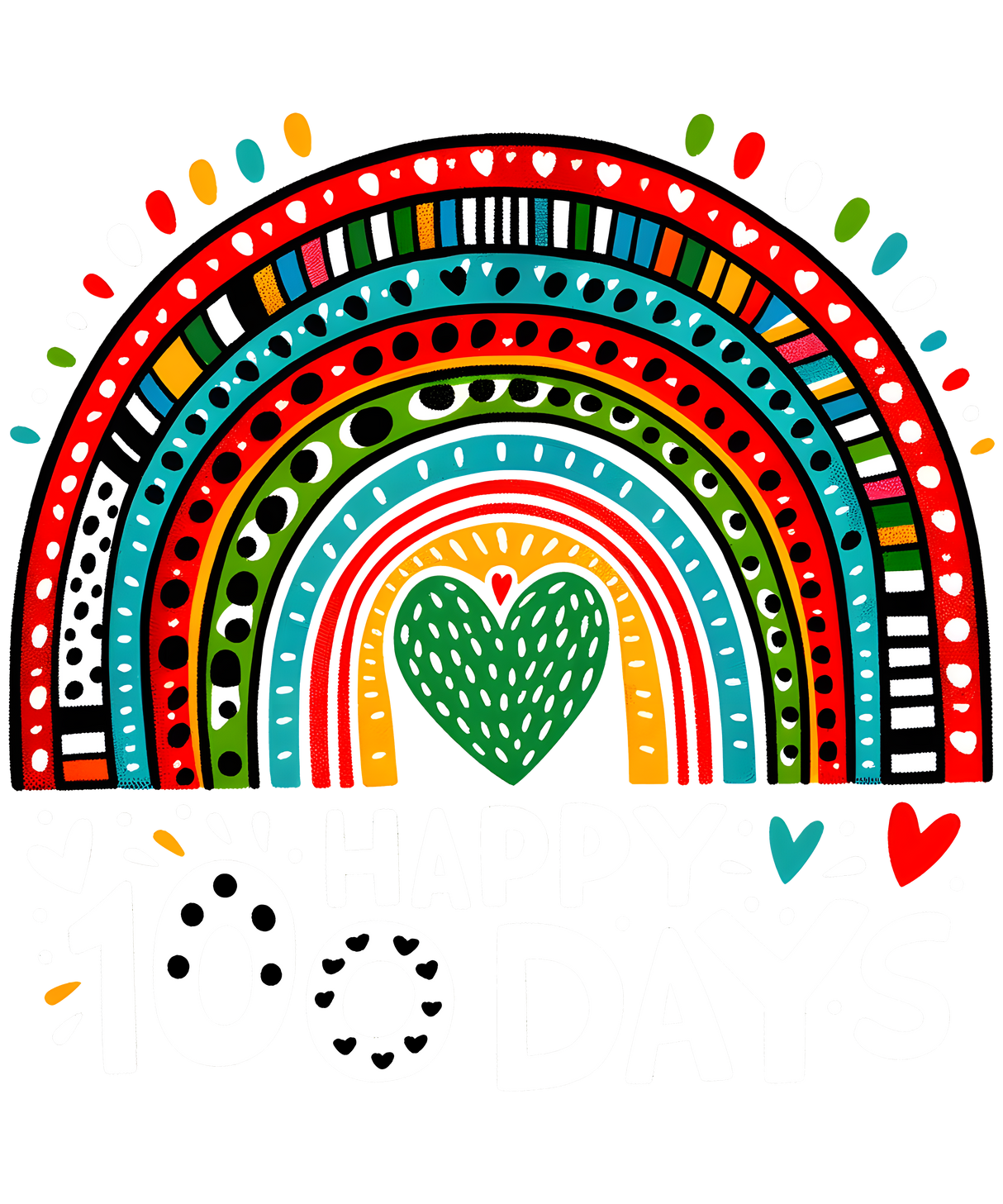 HAPPY 100 DAYS HEART DTF Transfer