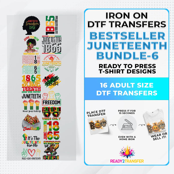 Best Seller Juneteenth T-shirt Designs Premade DTF Gangsheet - DTF Bundle 6