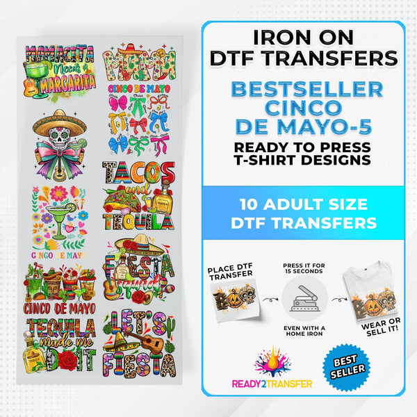 Best Seller Cinco De Mayo T-shirt Designs Premade DTF Gangsheet - DTF Bundle 5