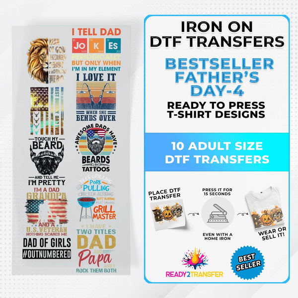 Best Seller Father's Day T-shirt Designs Premade DTF Gangsheet - DTF Bundle 4