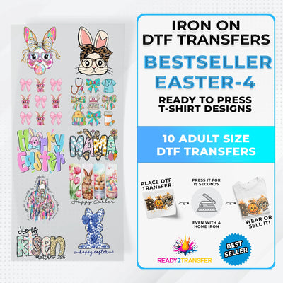 Best Seller Easter T-shirt Designs Premade DTF Gangsheet - DTF Bundle 4 ready2transfer
