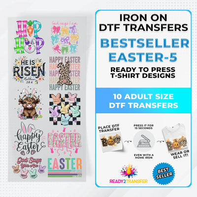 Best Seller Easter T-shirt Designs Premade DTF Gangsheet - DTF Bundle 5 ready2transfer