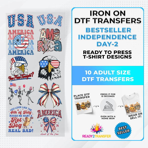 Best Seller Independence Day T-shirt Designs Premade DTF Gangsheet - DTF Bundle 5