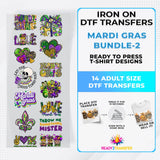 Mardi Gras Bundle Iron on DTF Transfer Bundle 2 - 14 Best Seller Ready To Press T-shirt Designs