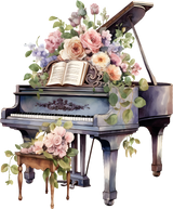 Piano & Flowers - Music DTF Transfers ready2transfer