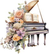 Piano & Colorful Flowers - Music DTF Transfers ready2transfer