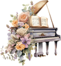 Piano & Colorful Flowers - Music DTF Transfers ready2transfer