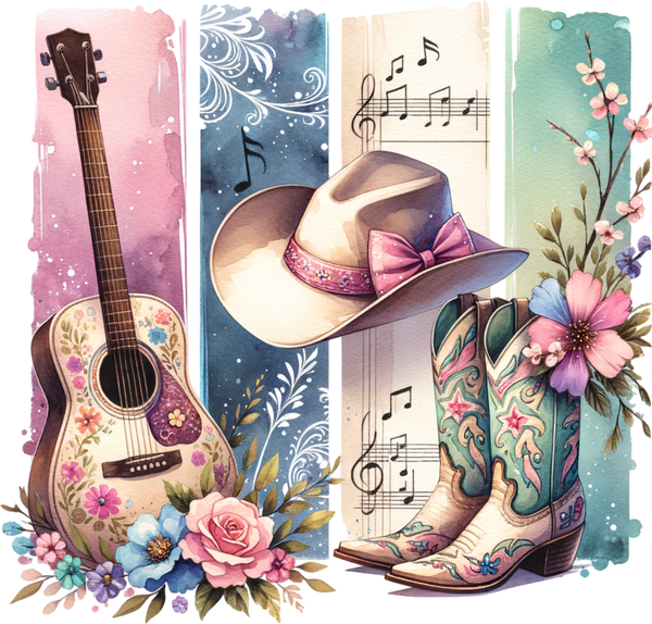 Country Girl Guitar - Music DTF Transfers