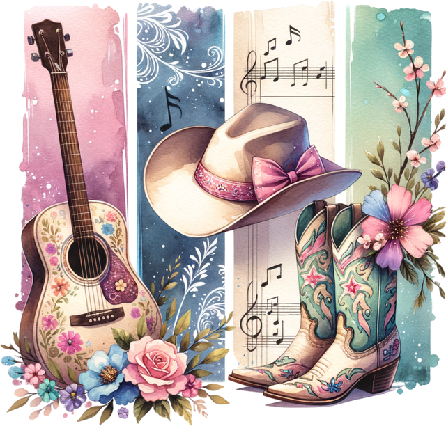 Country Girl Guitar - Music DTF Transfers ready2transfer