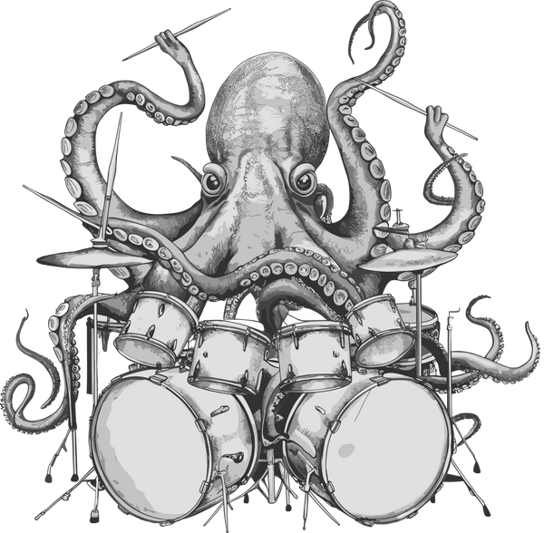 Octopus Drumming - Music DTF Transfers