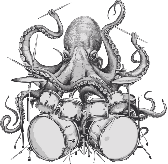 Octopus Drumming - Music DTF Transfers ready2transfer