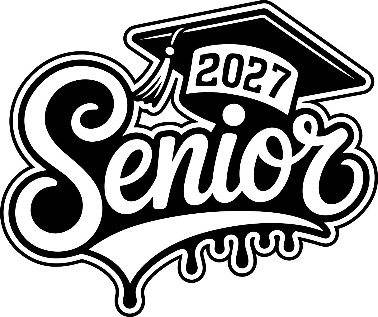 Senior 2027 Cursive B&W  - Senior DTF Transfers