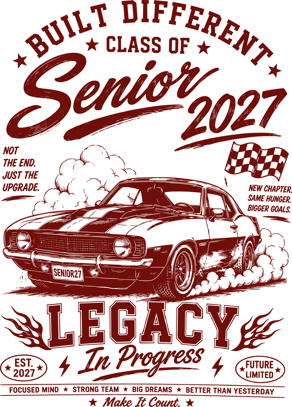 Senior 2027 Red Car - Senior DTF Transfers