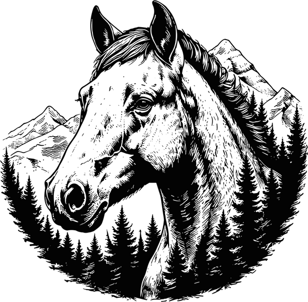 Horse B&W - Animals DTF Transfers