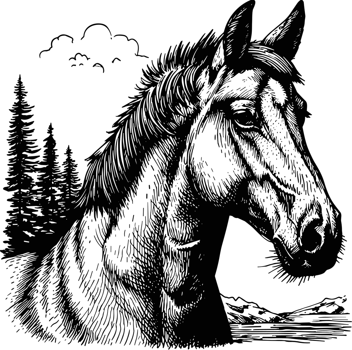 Horse Portrait - Animals DTF Transfers