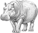 Hippopotamus B&W - Animals DTF Transfers
