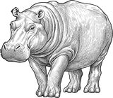 Hippopotamus B&W - Animals DTF Transfers