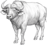African Buffalo B&W - Animals DTF Transfers