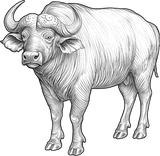 African Buffalo B&W - Animals DTF Transfers