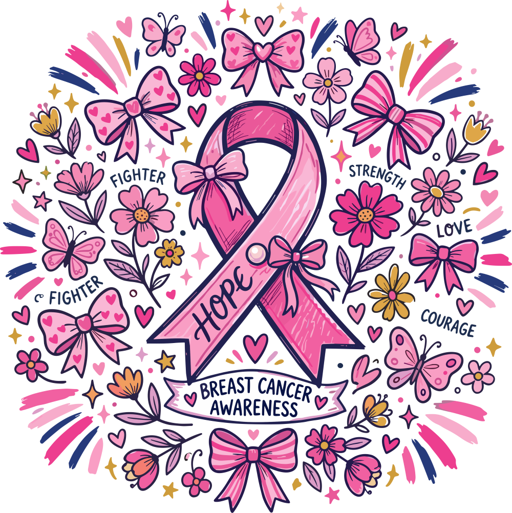 Hope Ribbons - Breast Cancer DTF Transfers