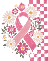 Ribbon, Flowers & Checkers - Breast Cancer DTF Transfers