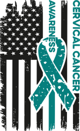 USA Flag, Teal Ribbon - Cervical Cancer DTF Transfers