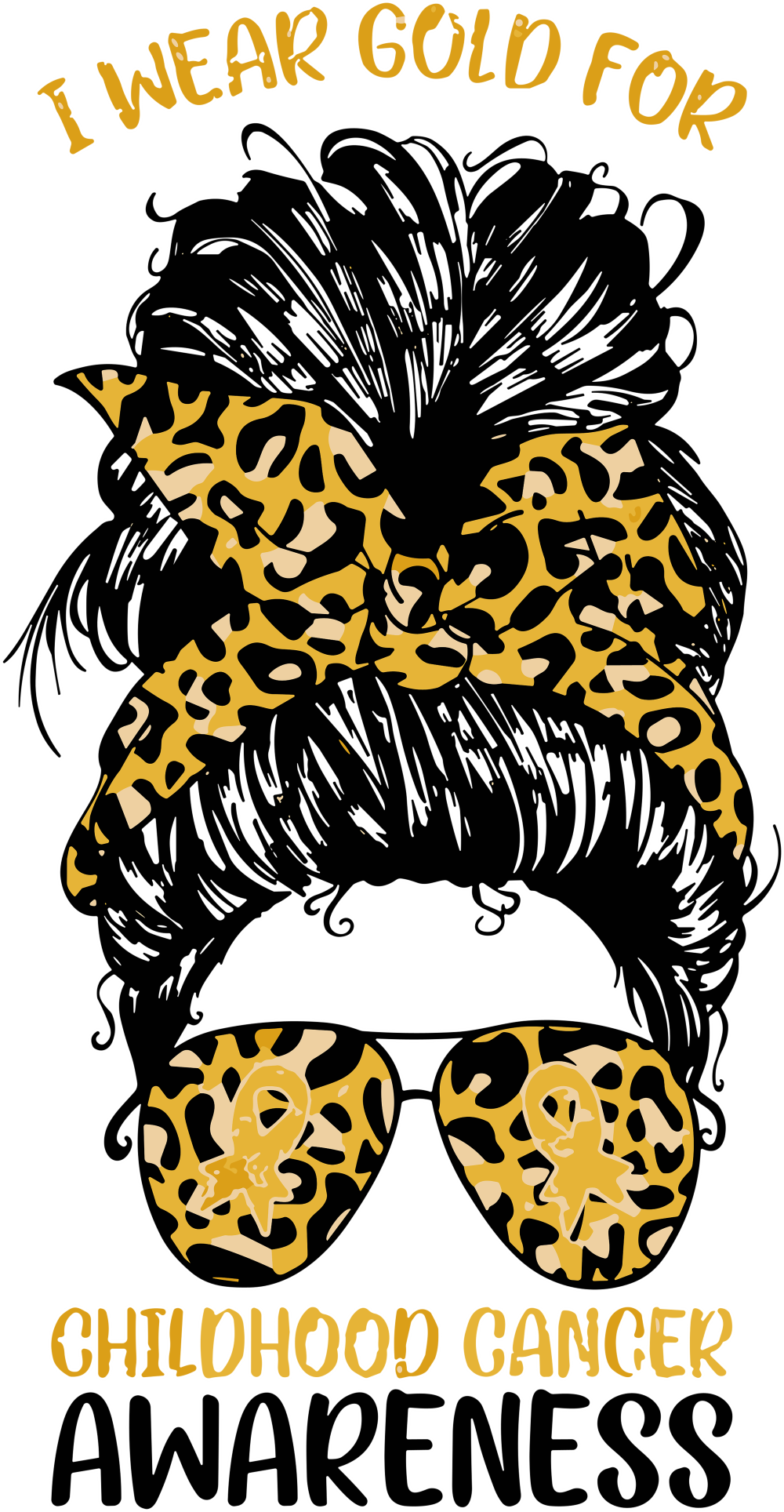 I Wear Gold For Childhood Cancer Awareness - Childhood Cancer DTF Transfers