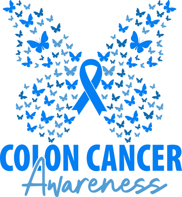 Colon Cancer Awareness, Butterflies & Ribbon - Colon Cancer DTF Transfers