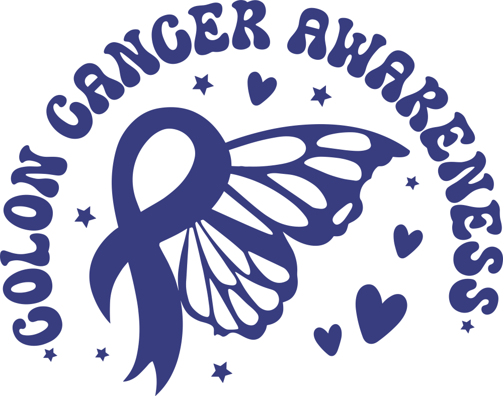 Colon Cancer Awareness, Hearts & Stars - Colon Cancer DTF Transfers