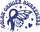 Colon Cancer Awareness, Hearts & Stars - Colon Cancer DTF Transfers