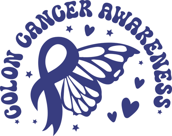 Colon Cancer Awareness, Hearts & Stars - Colon Cancer DTF Transfers