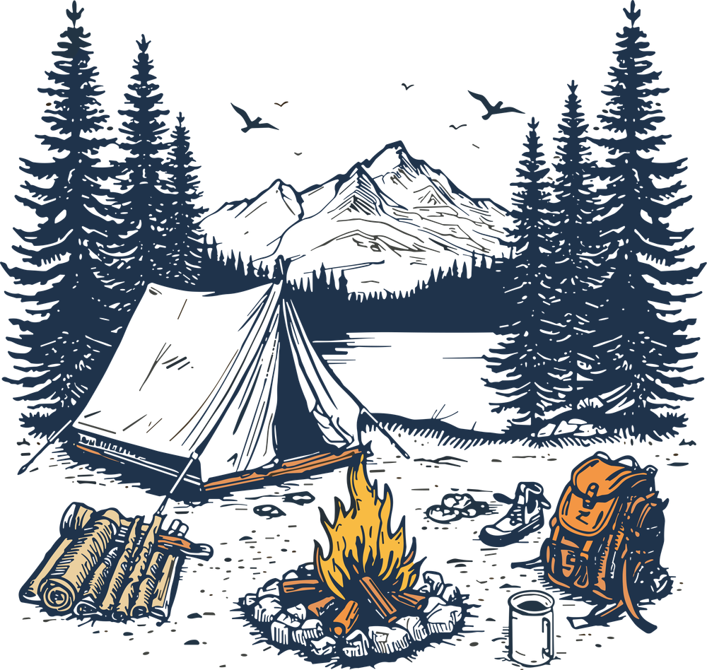 Camping Illustration - Camping DTF Transfers