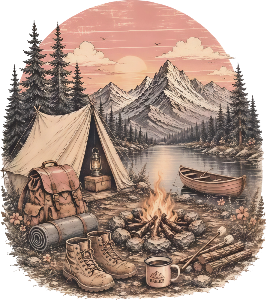 Camping Scene - Camping DTF Transfers