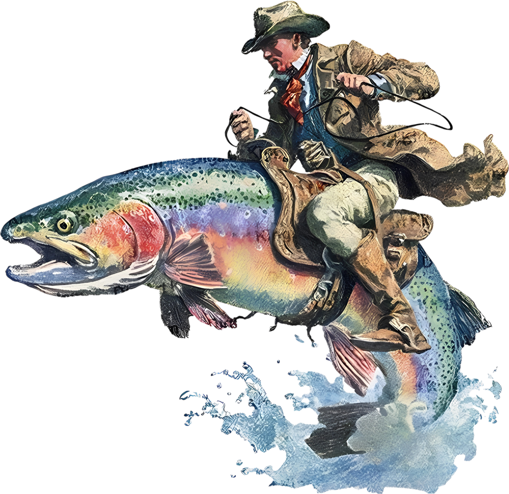 Cowboy & Fish - Fishing DTF Transfers