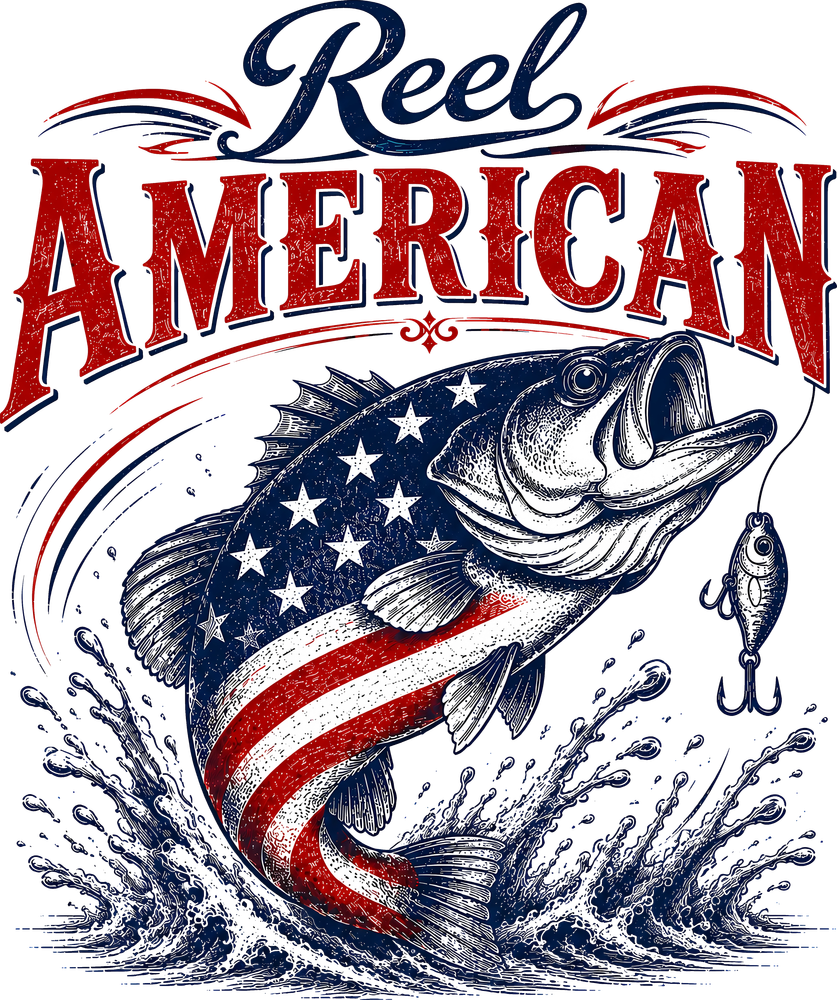 Reel American, US Flag - Fishing DTF Transfers
