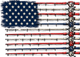 US Flag, Fishing Rods - Fishing DTF Transfers