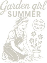 Garden Girl Summer B&W - Gardening DTF Transfers