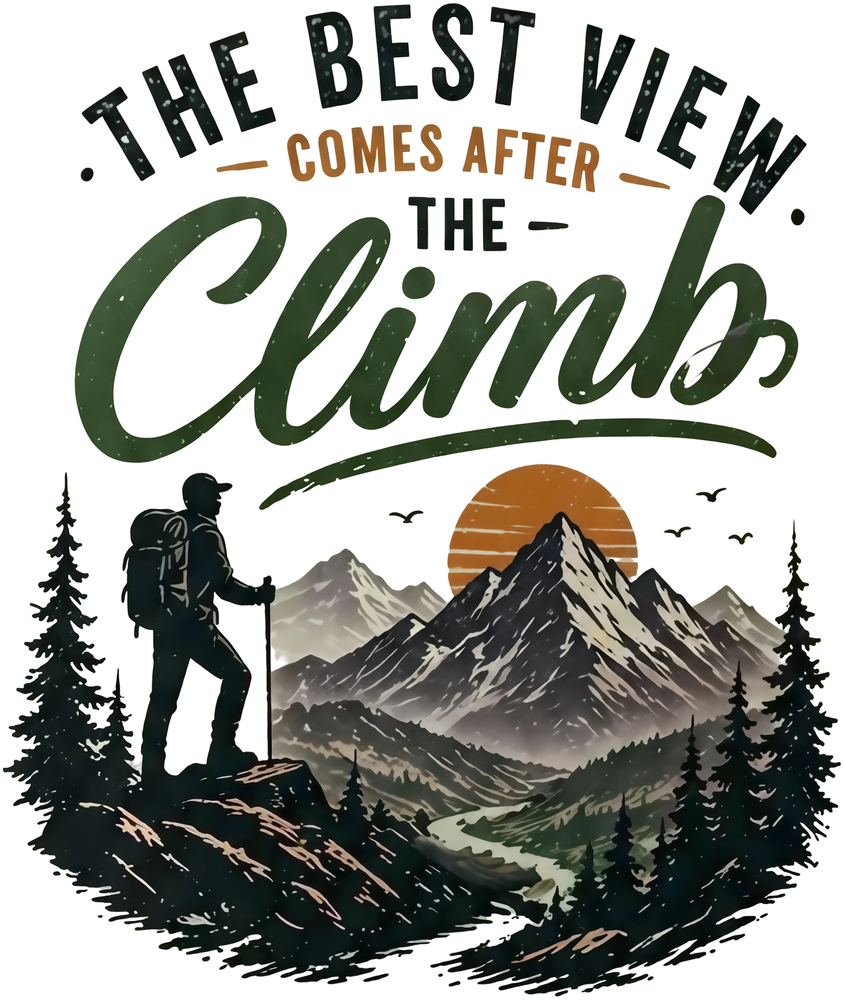 The Best View Comes After The Climb - Hiking DTF Transfers