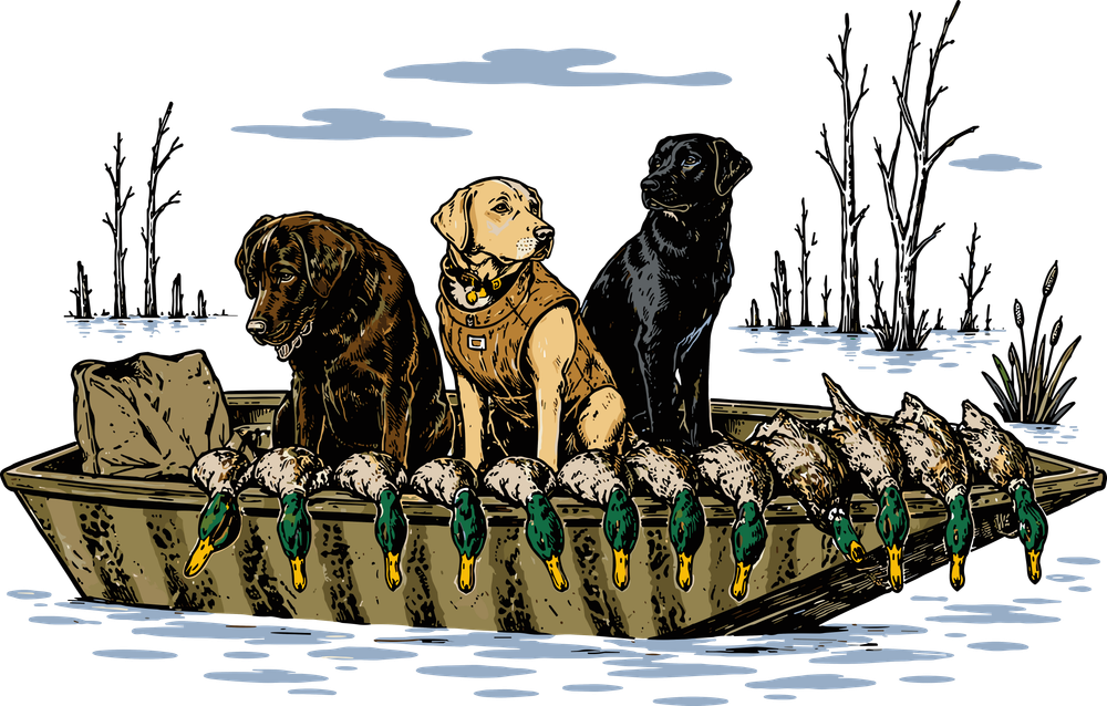 Dogs In Boat - Hunting DTF Transfers