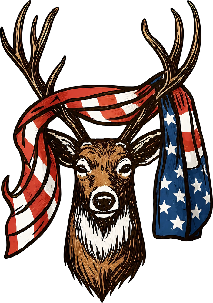 Deer Carrying USA Flag - Hunting DTF Transfers