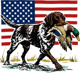 USA Flag, Dog Carrying Duck - Hunting DTF Transfers