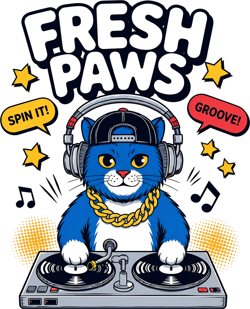 Fresh Paws, Spin It - Music DTF Transfers