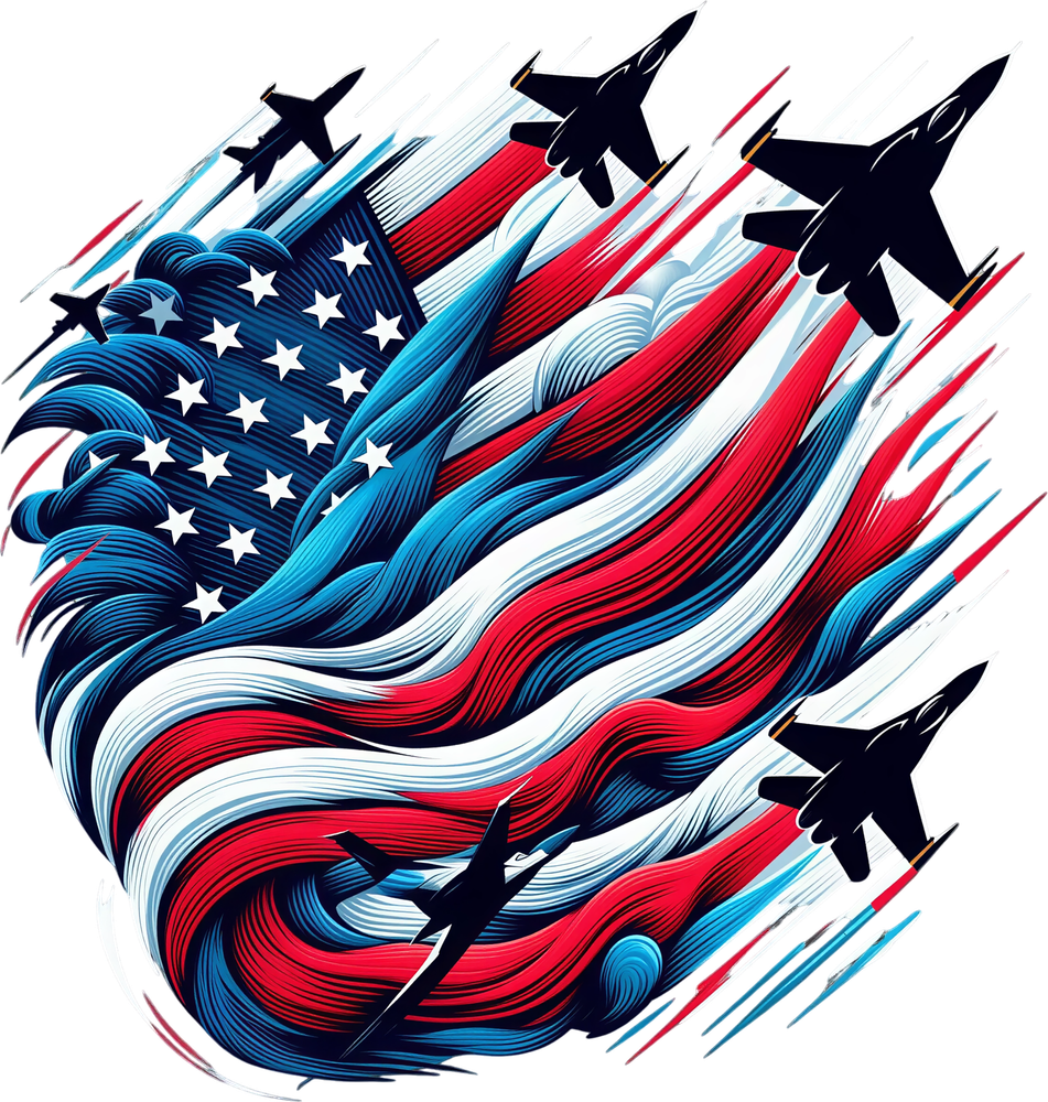 Jet Contrails, USA Flag - Air Force DTF Transfers