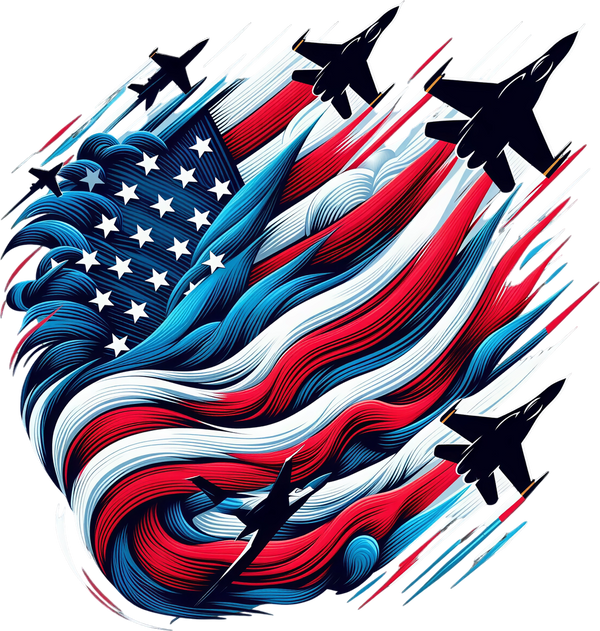 Jet Contrails, USA Flag - Air Force DTF Transfers