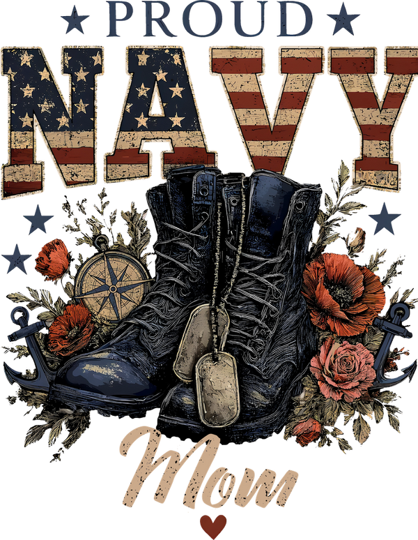 Proud Navy Mom - Navy DTF Transfers
